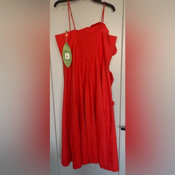 NWT Farm Rio Garden Linen Sleeveless Midi Dress Size XL 3D Appliqué